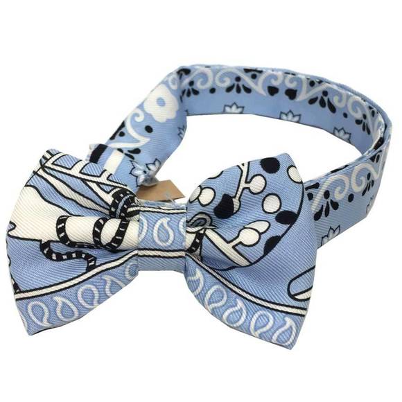 HERMES NOEUD PAPILLON Bow tie Choker Bracelet FLEURS ET PAPILLONS DE TISSU Fl...